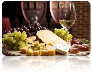 Wine, cheese and grape